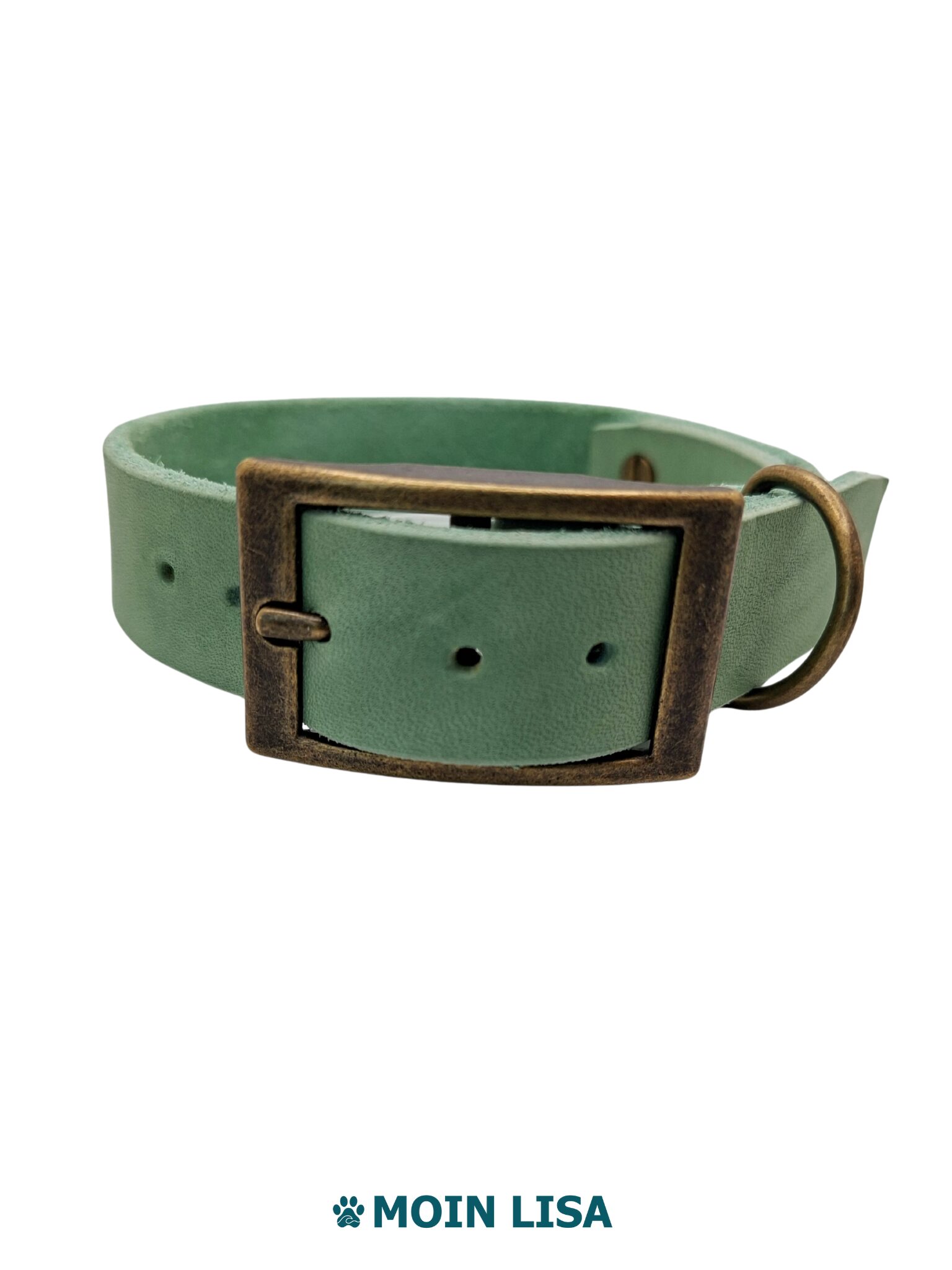 Set "Yuna" aus Halsband mit Doppelstegschnalle & einteiliger Umhängeleine aus Fettleder - Mint – Bild 5