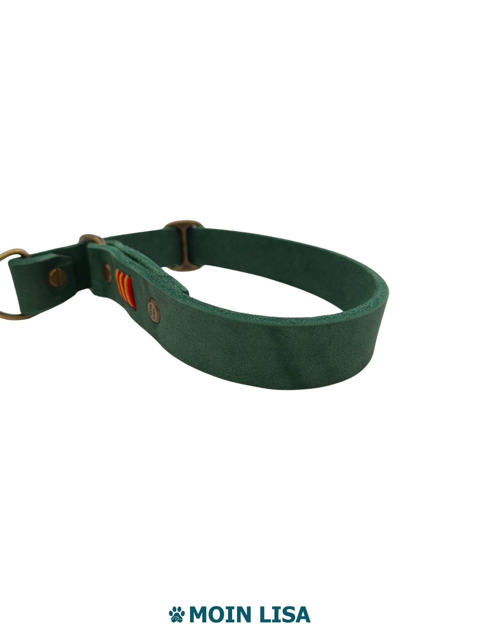 Zugstopphalsband aus Fettleder - 25mm - Grün – Bild 4