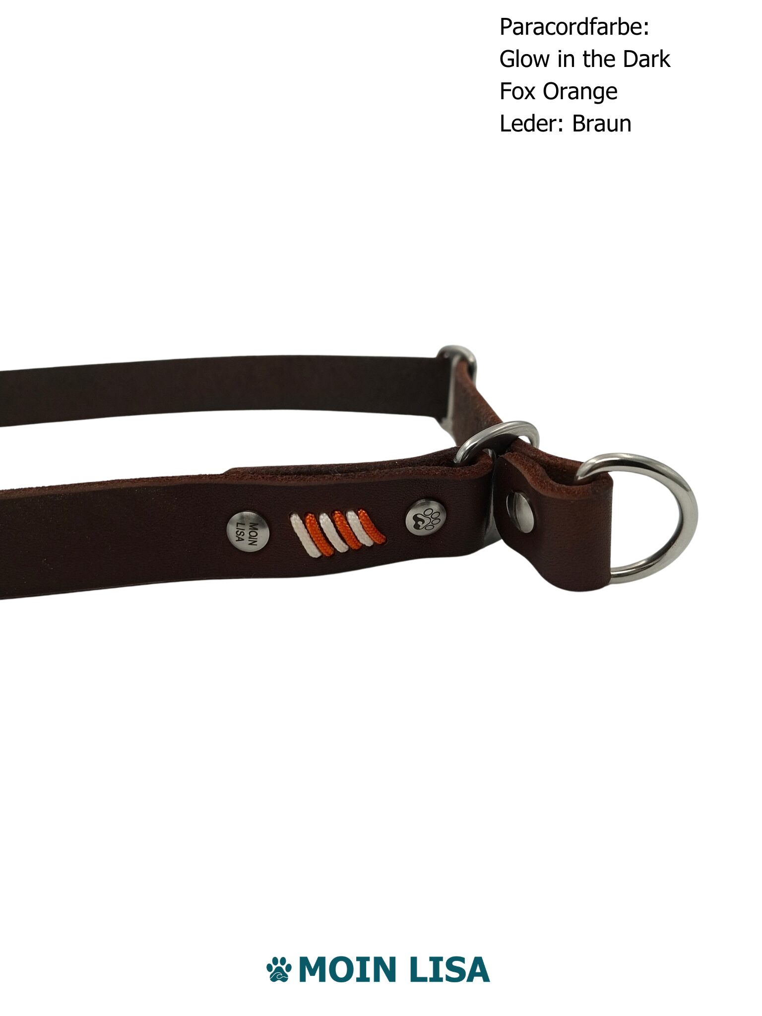 Zugstopphalsband aus Fettleder 25mm – Braun – Bild 6