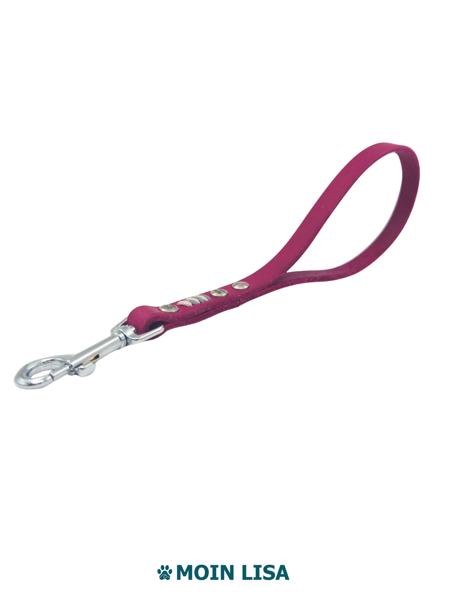 Hausleine mit abnehmbarer Handschlaufe aus Fettleder - Beere – Bild 5